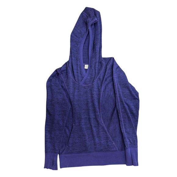 Athleta Pullover Hoodie Women M Dolman Sleeve Heathered Purple Kangaroo Pocket - Picture 1 of 11